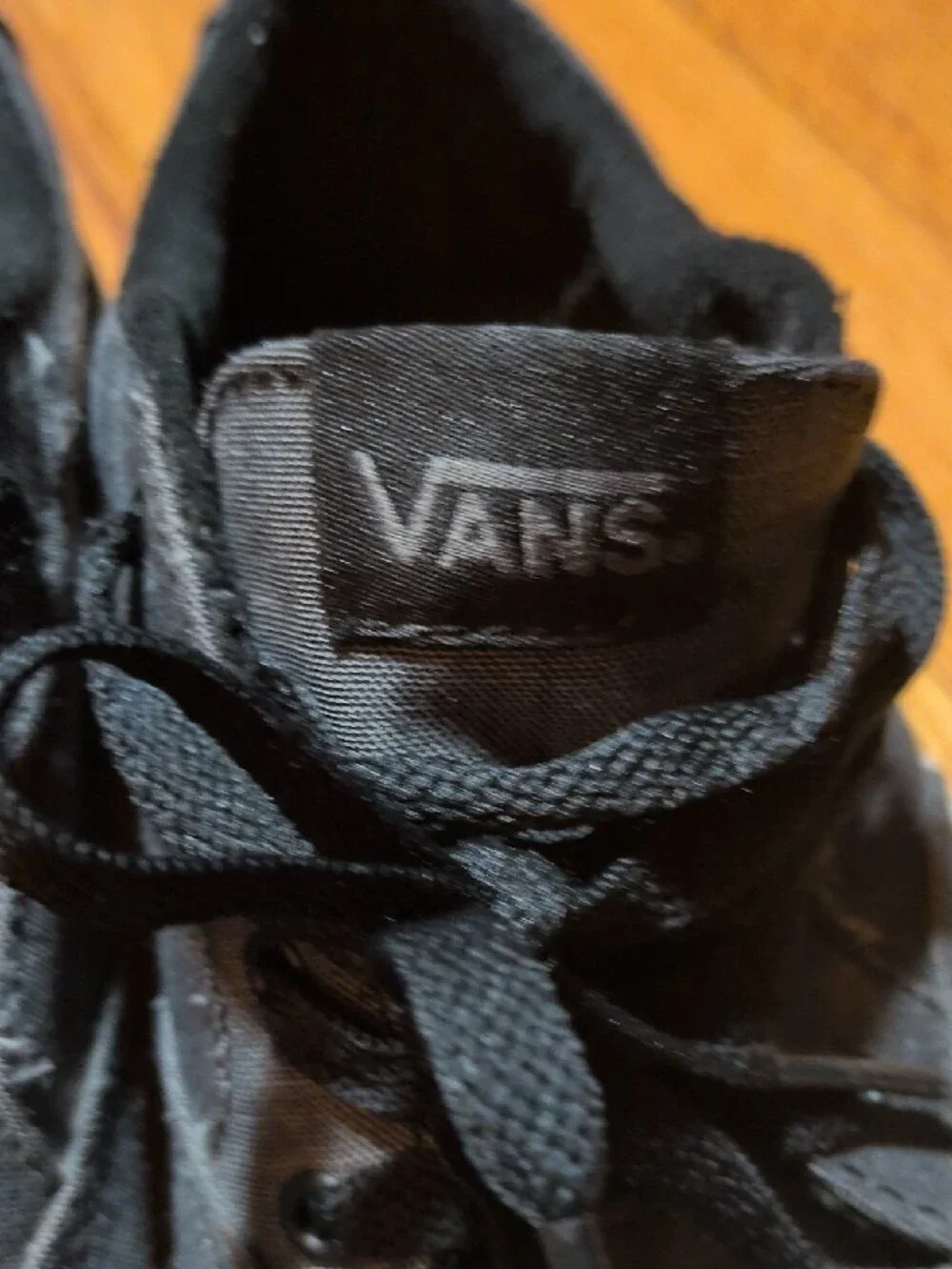 Vans youth Black Canvas Low-Top Sneakers with White Sole size 5